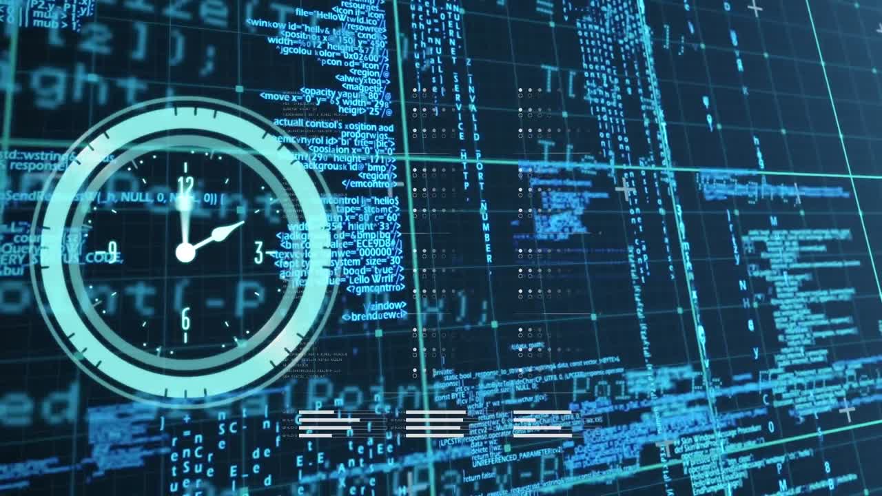 Animation of data processing over clock