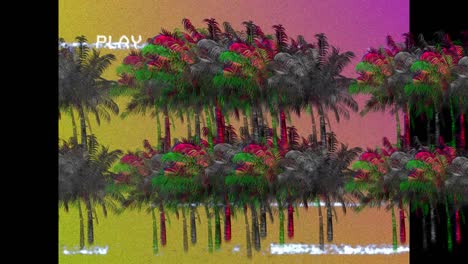 animation of vibrantly coloured palm trees in hypnotic movement on seamless loop