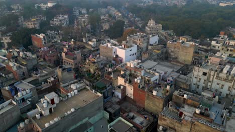 drone shot slums and poverty living in large urban city in india