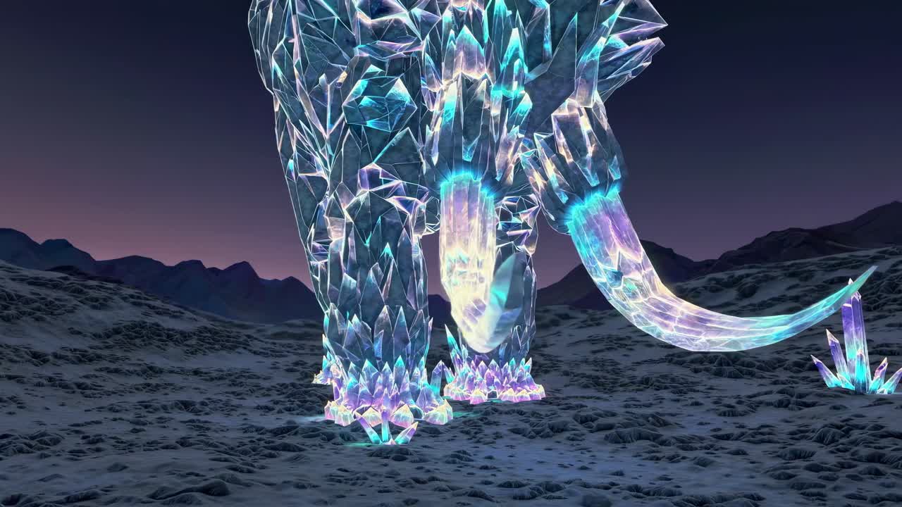 Ice Crystal Mammoth in a Frozen Landscape