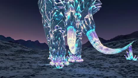 ice crystal mammoth in a frozen landscape