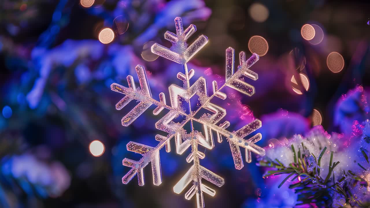 Christmas Snowflake Ornament on a Decorated Tree