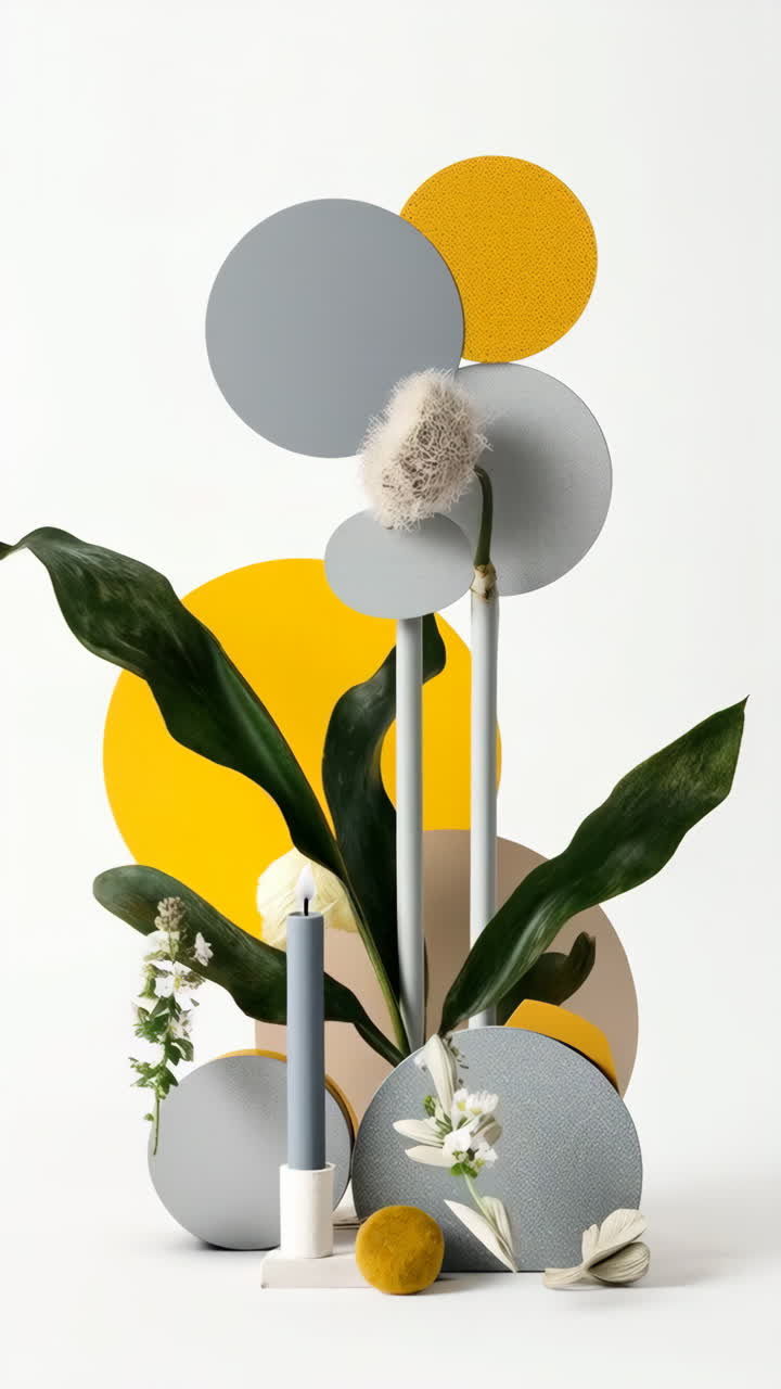 Abstract Geometric Botanical Still Life Arrangement