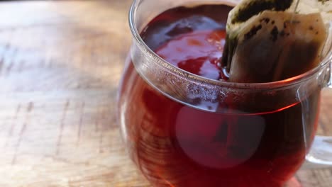 black tea with teabags close up