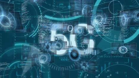 animación de escaneo de alcance con texto de 5g en fondo azul