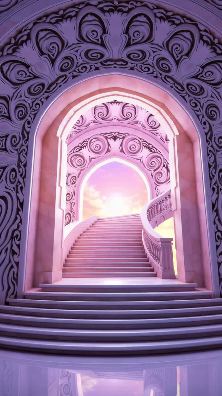 Pink Architectural Staircase to Heaven