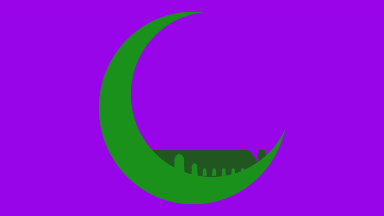 Animated Islamic mosque logo for prayer, Mubarak, Ramadan, mosque green moon adha