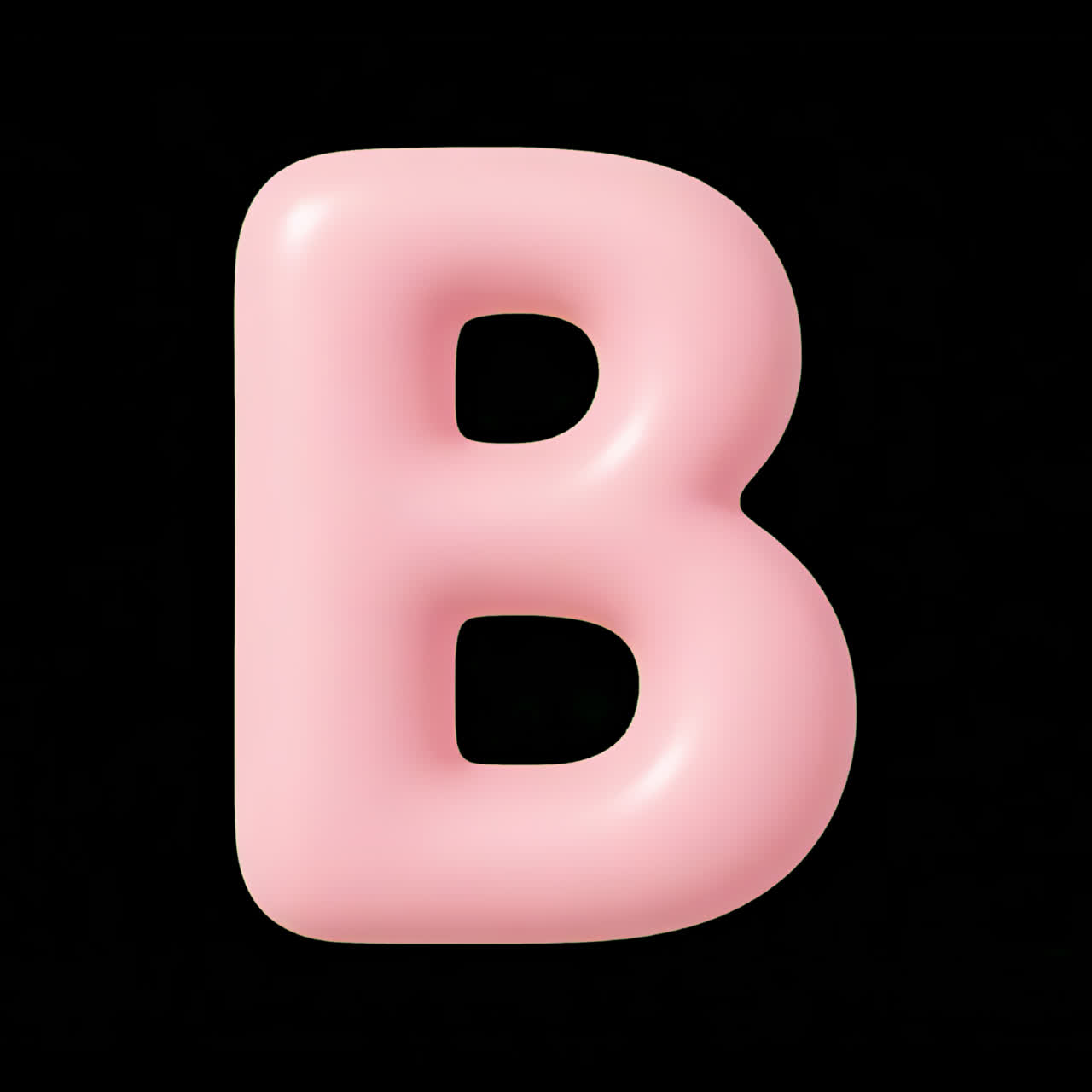 Animación de diseño 3D en rosa de la letra B aislada, vídeo 4K transparente, canal alfa, ProRes 4444