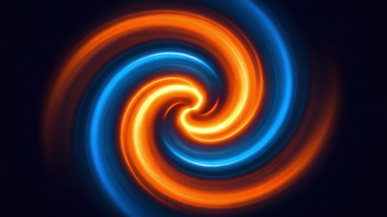 A Vibrant Swirl of Colors: Captivating Twisting Motion Combining Bright Orange and Deep Blue Shades in a Mesmerizing Abstract Pattern