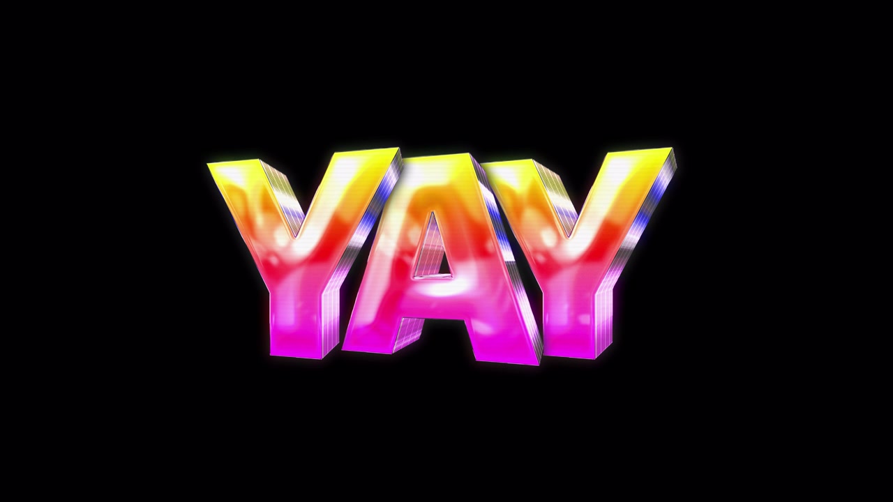 Animated Glowing YAY Word in Vibrant Colors