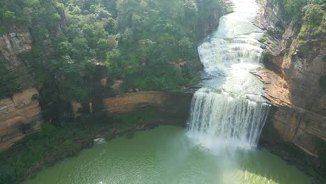 waterfall rajdari devdari and latif shah dam aerial view