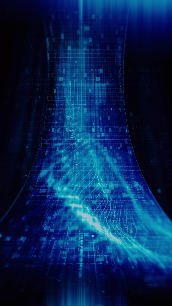Futuristisk vertikal skærmdisplaymatrix, højteknologisk digital datatelemetri med krypterede tal, dynamisk baggrundsvisning til computerskrivebordsskærmformat