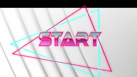 Animation-of-start-text-over-white-geometrical-background