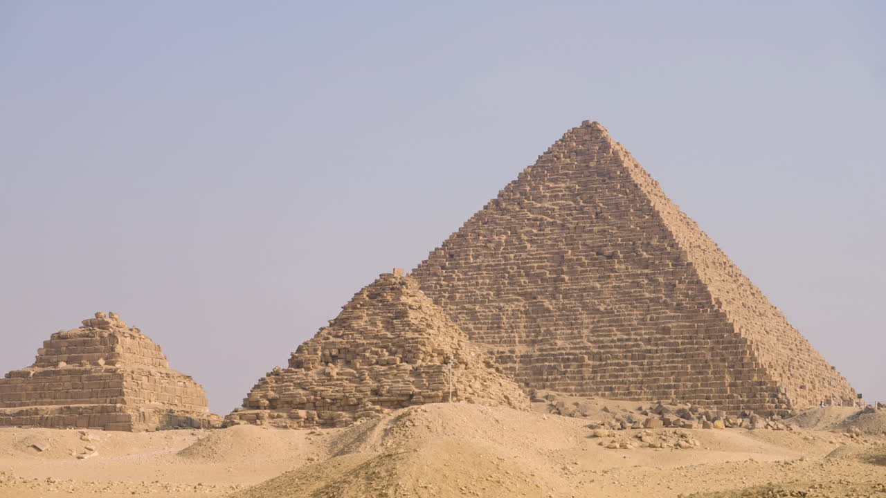 Limestone Plateau Of Pyramid Complex In Giza Near Cairo, Egypt. Static Shot