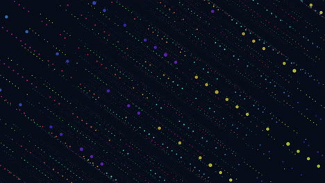 random rainbow small dots in lines on dark space
