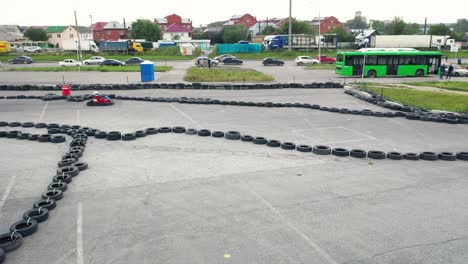 go-karting in a parking lot