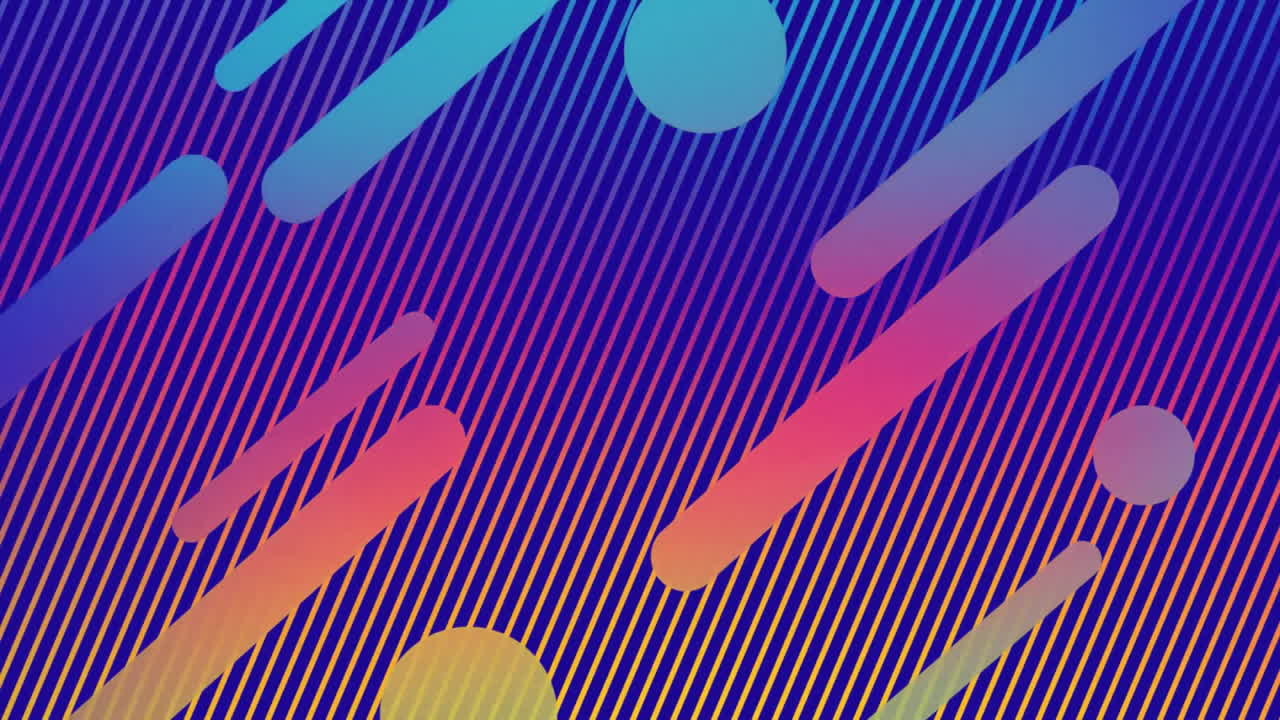 Animation of glowing neon lights moving over pattern background