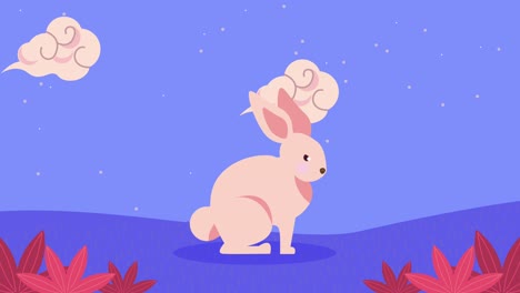 conejo lindo en la animación del jardín
