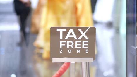 tax free zone sign in a store