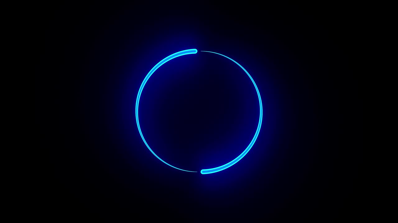 two blue neon element on black background. 3D illustration rendering