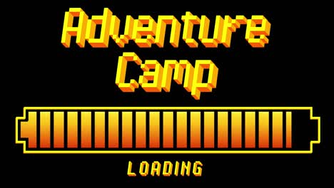 texto del campamento de aventura con el indicador de la barra de carga, descarga y carga.