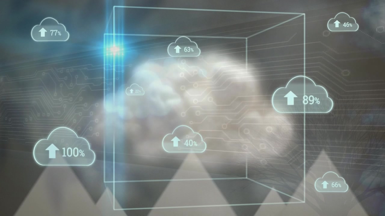Animation of text with globe and network of connections