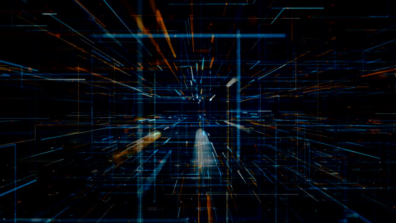 video senza interruzioni con rendering 3d astratto di dati tecnologici scientifici