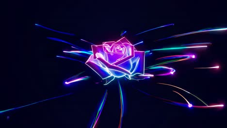 neon rose in abstract background