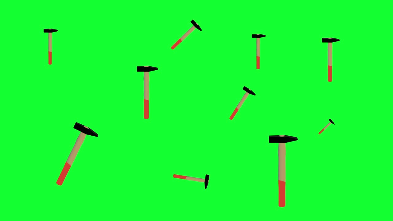 녹색 화면에서 망치 도구 그룹 애니메이션 크로마 키, 그래픽 요소, 원활한 루프