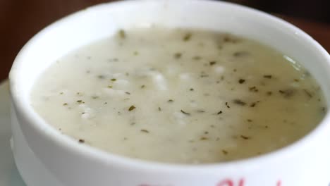 bowl of creamy white soup