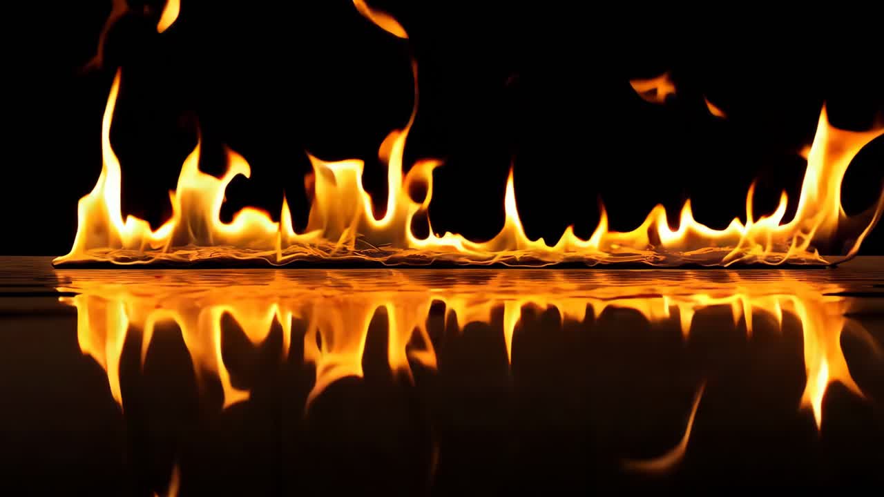 불은 물 웅이의 물에 반사됩니다.