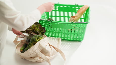 grocery shopping with reusable bags