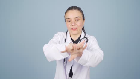 the doctor describes hand washing.