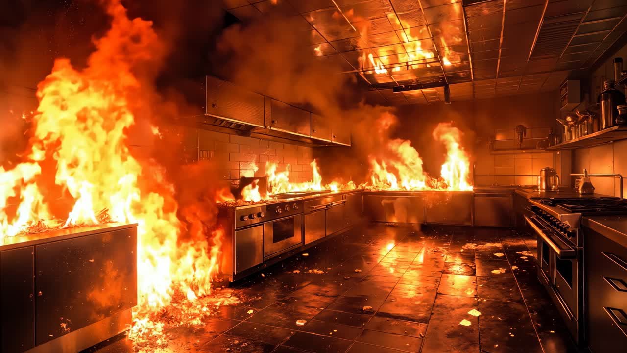 오븐에서 나온 많은 불이 있는 부