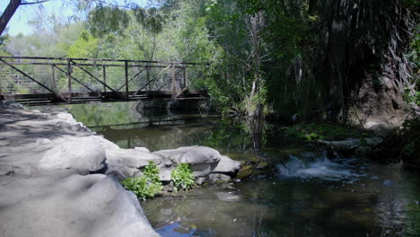 pequeña cascada con puente