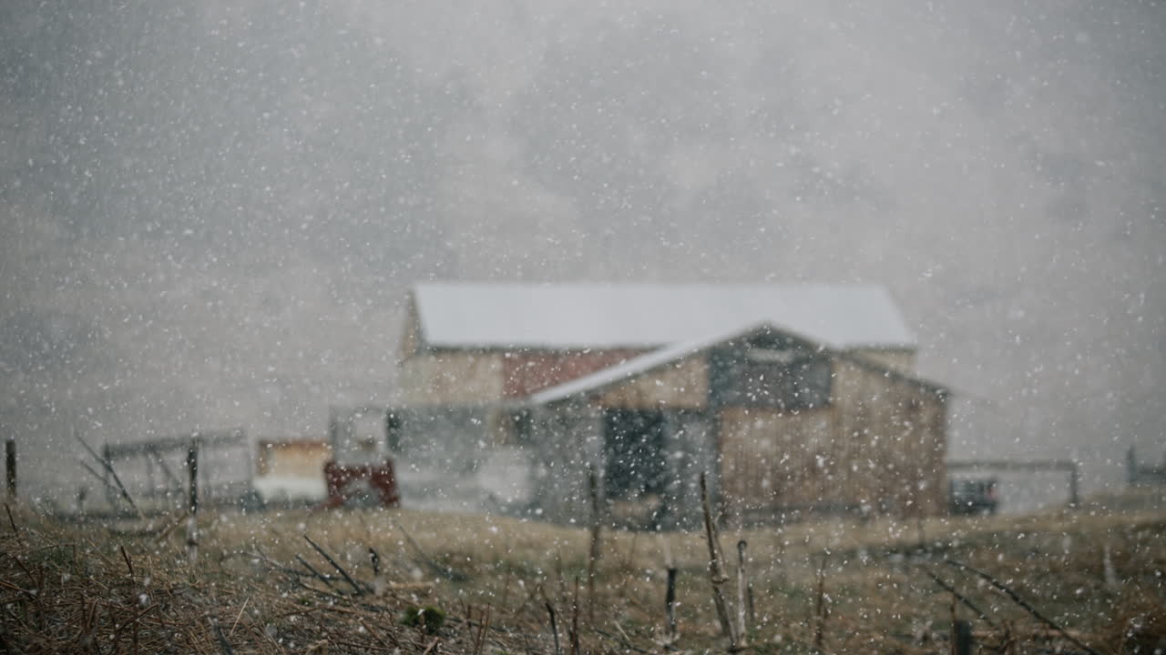 Snowy Barn in the Countryside