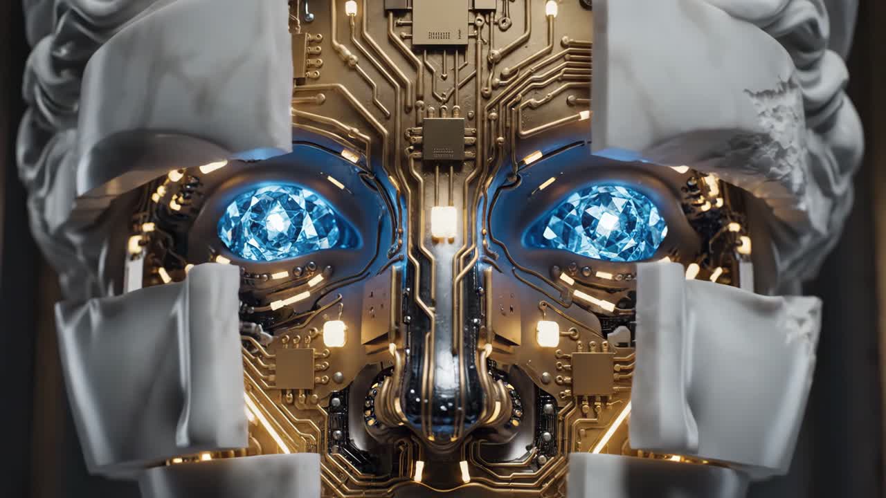 AI-Powered Marble Sculpture with Diamond Eyes