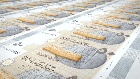 banknotes of fifty syrian pounds of syria, cash money, loop