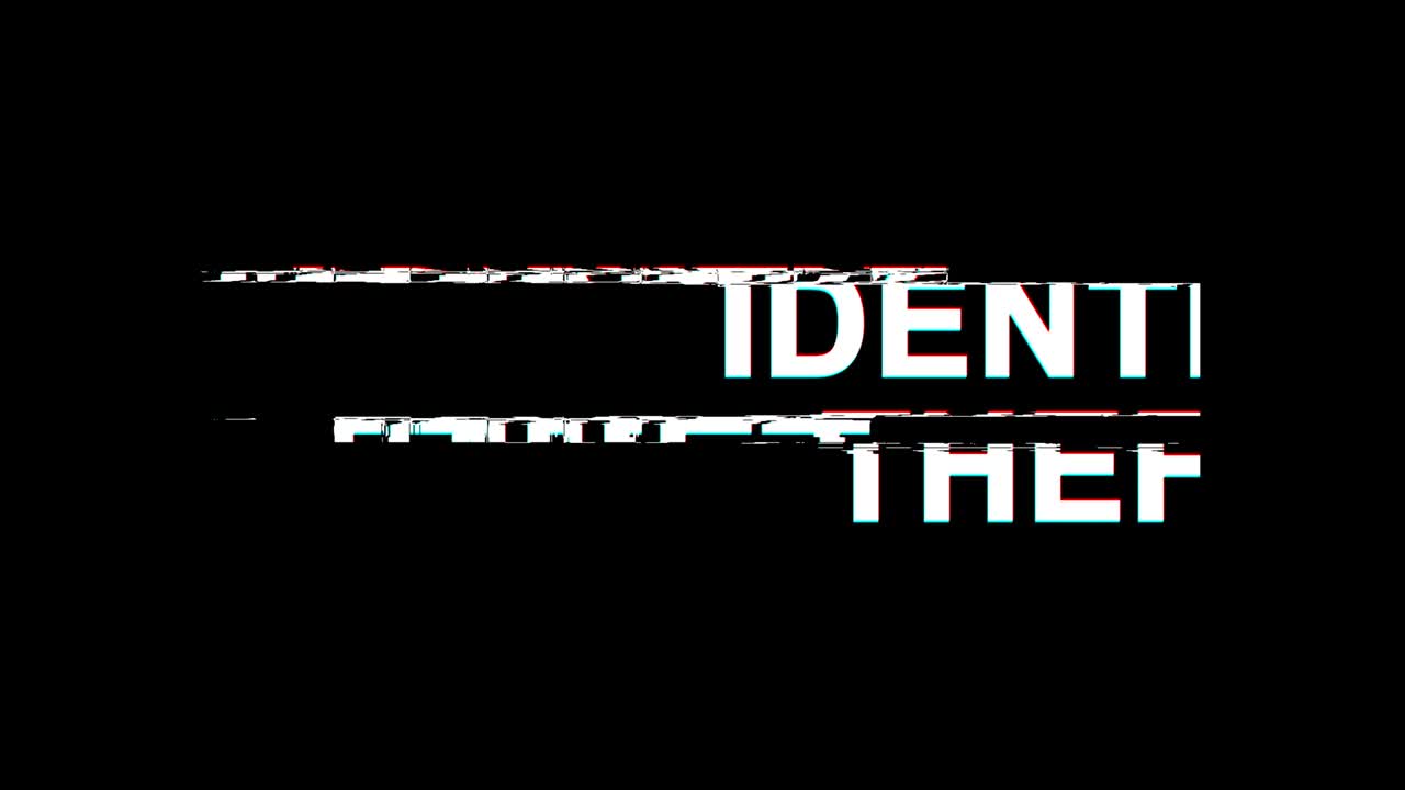 Identity Theft  Glitch Effect Text Digital TV Distortion 4K Loop Animation