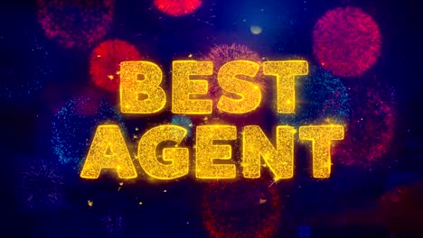best agent text on colorful firework explosion particles.