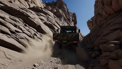 military truck in a canyon