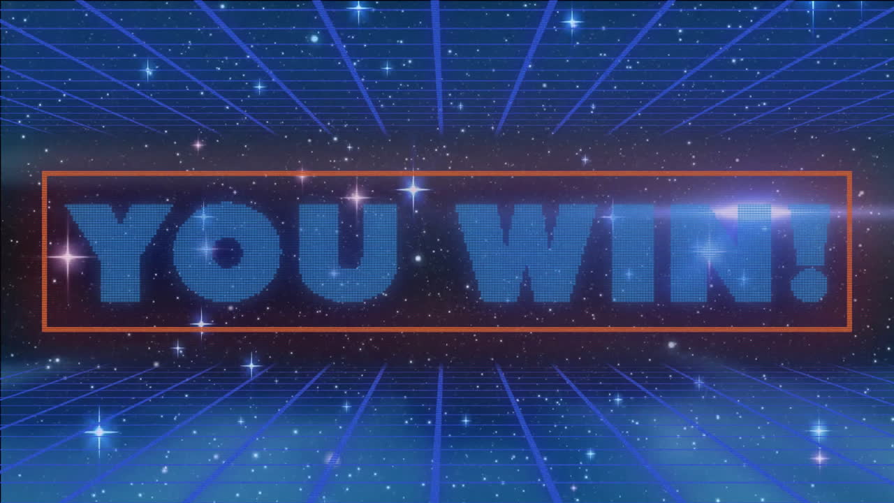 빛나는 반점 배경 위에 텍스트를 이기는 애니메이션