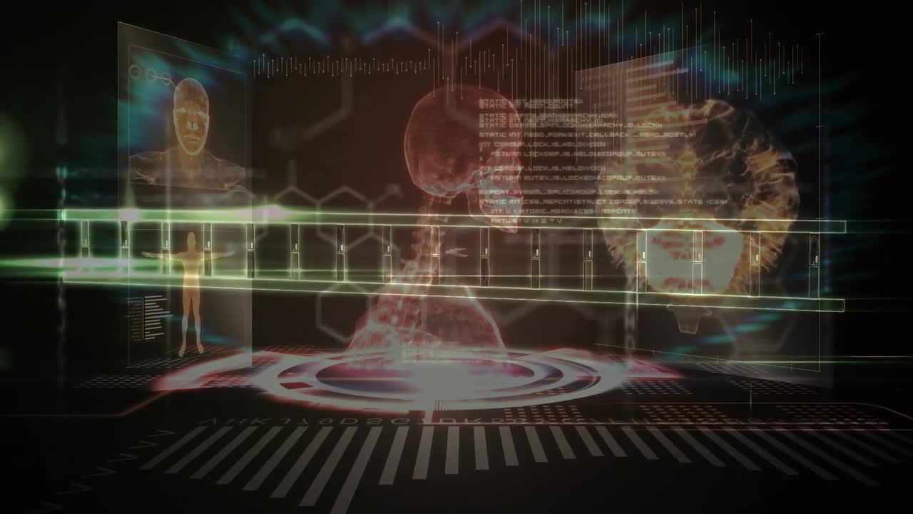 인체의 애니메이션, dna 스트랜드 스핀링 및 의료 데이터 처리