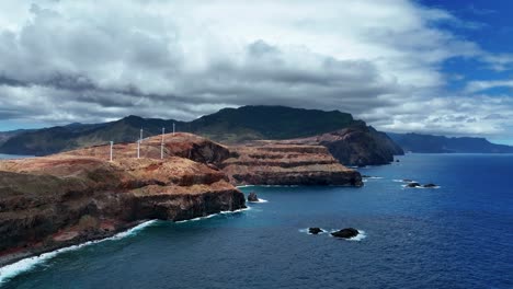 wind turbines near canical from ponta de sao lourenco in madeira island, portugal