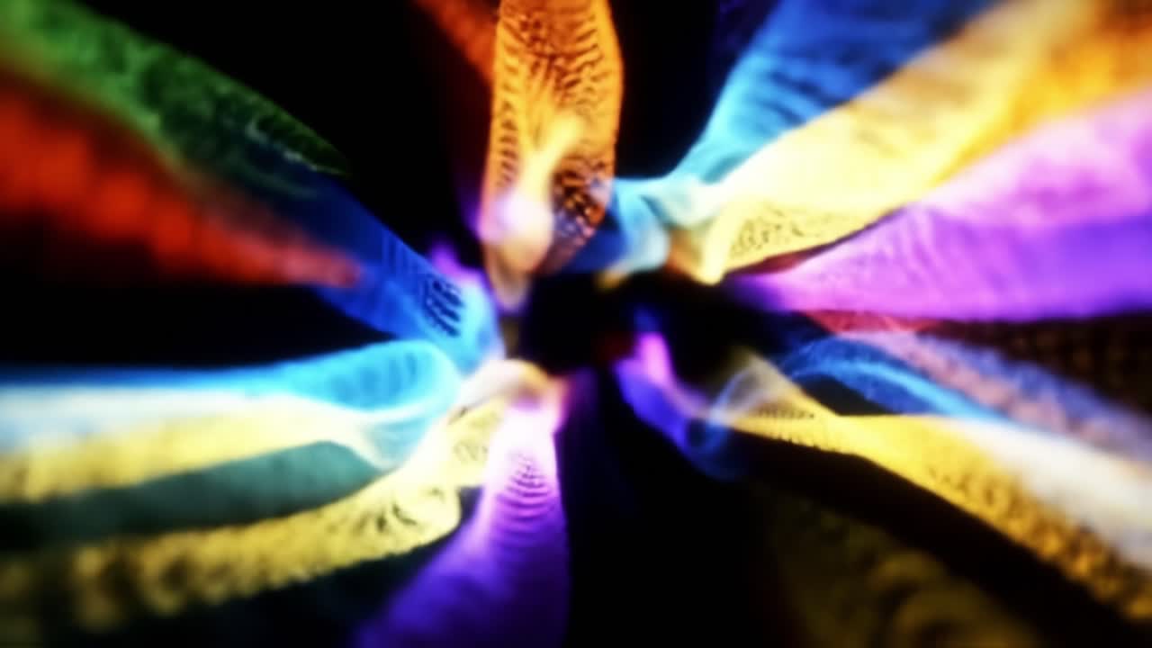 A Captivating Display of Vivid Light Waves Pulsing and Twisting in a Colorful Abyss, Creating an Enigmatic Energy Flow Through Electric Vibrations