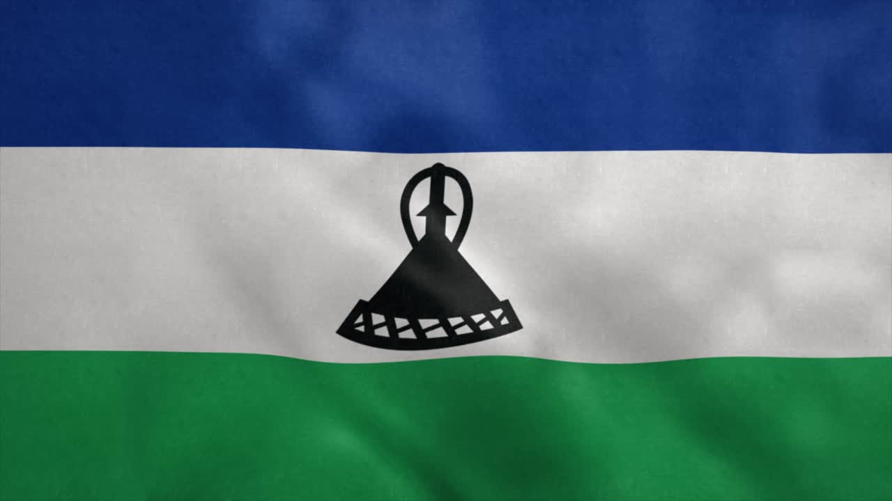 레소토의 국기가 바람에 불고 있다.