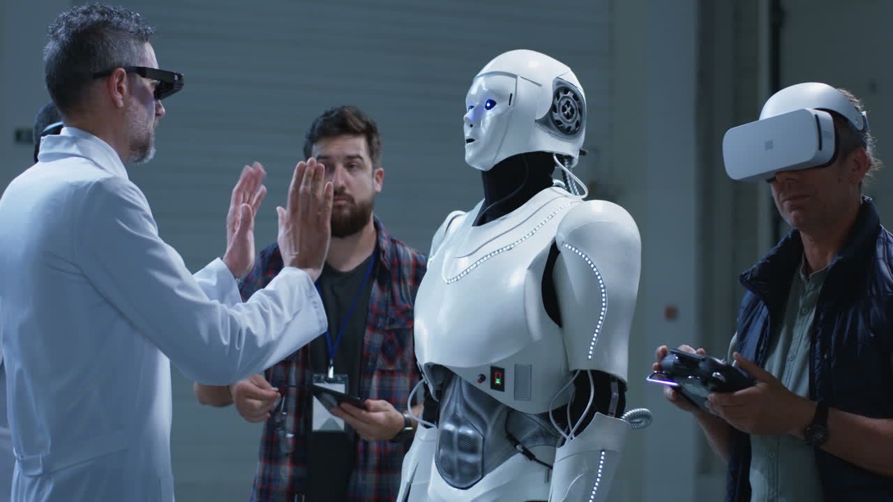 interacción del robot con los investigadores y los usuarios de vr