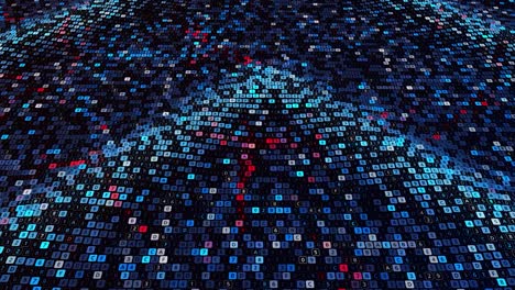 Abstract motion waving texture with numbers and letters replacing each other. Animation. Cyber or technology digital background