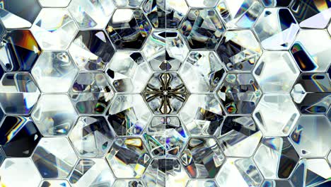 diamond shine macro rotate and hexagon pattern seamless loop. kaleidoscope. 3d r