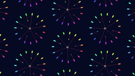 Colorful arrow pattern pointing inward on black background